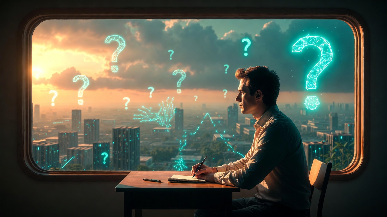 Abstract illustration of a person sitting with a tool laid down beside them